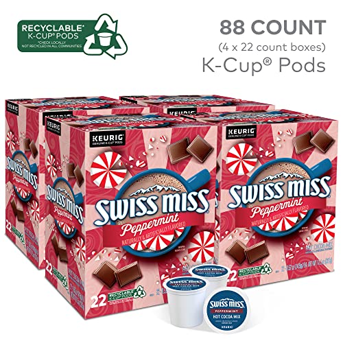 Peppermint Hot Cocoa K-Cup Pods - Swiss Miss 88 Count Single Pack