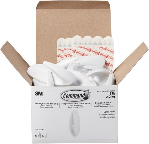 Command Large Designer Hooks - Damage-Free Wall Hook Holds Up to 5 lb | 16 Hooks & 24 Adhesive Strips