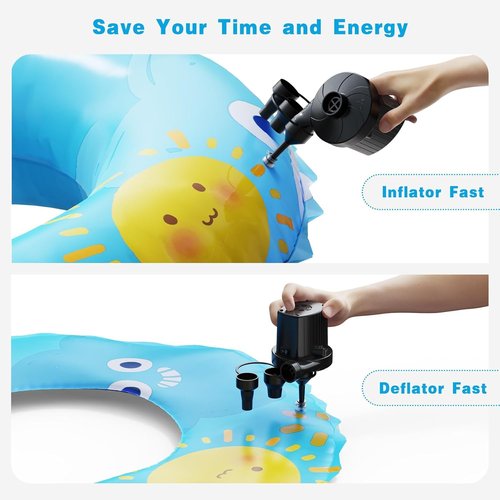 **Electric Air Pump - Portable Quick-Fill Inflator & Deflator with 3 Nozzles for Camping & Pools**