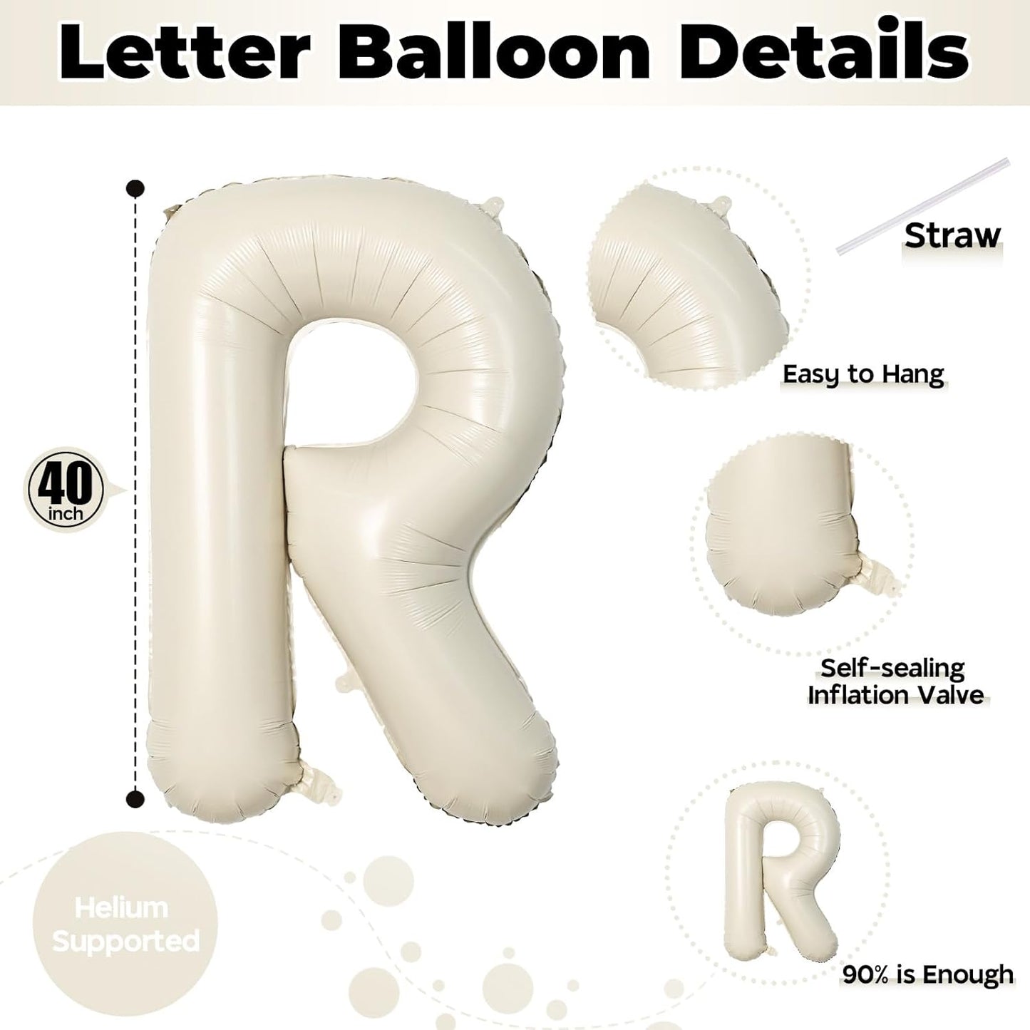 MR & MRS | 40 Inch Beige Balloons - Elegant Wedding Decor for Bride & Groom Engagement Parties