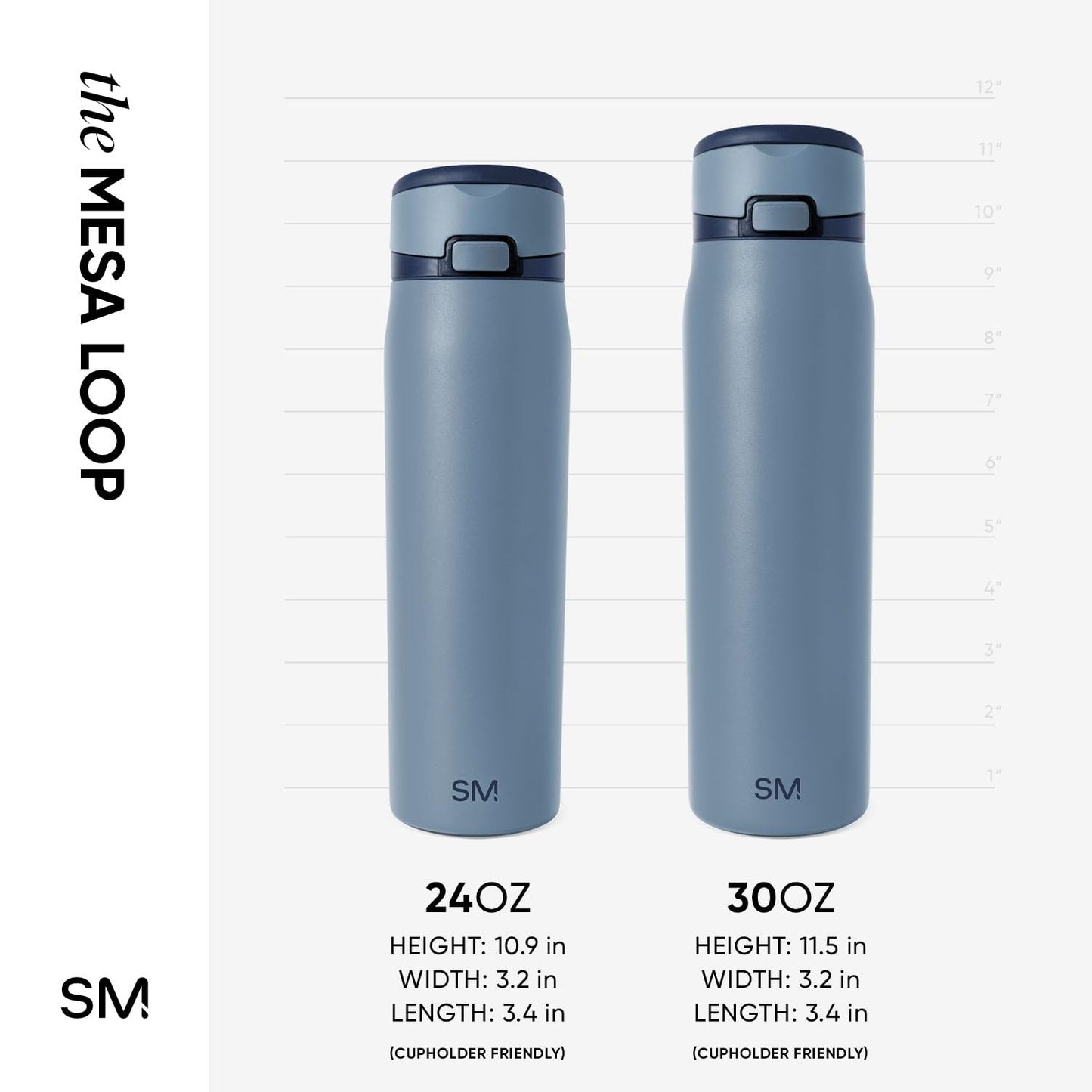 Simple Modern Mesa Loop Water Bottle with Covered Straw and Handle | 30oz Cup Holder Friendly Insulated Stainless Steel Bottles for Travel, Sports and School | Deep Dune