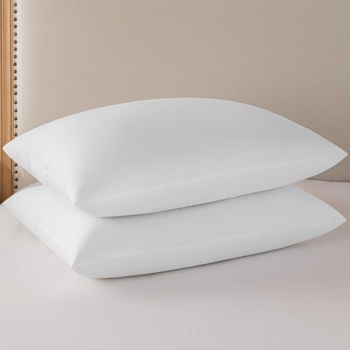 Basic Home® Queen Size Goose Feather & Down Bed Pillow - Odorless Neck Support & Cooling Comfort | 20x28 Inch Cotton Cover