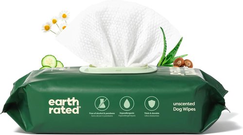 Earth Rated Pet Wipes - Hypoallergenic 3-in-1 Cleaning & Deodorizing for Dogs & Cats | 100 Count