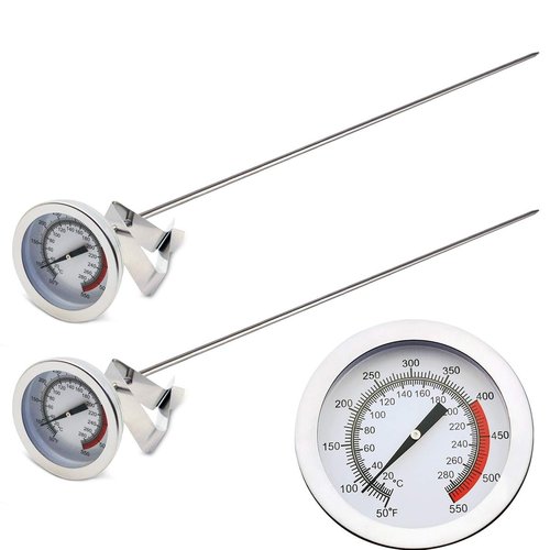 Efeng 15“ turkey fryer thermometer with pot clip (2 Pack), 2" dial candy thermometer with stainless steel clip,oil thermometerr for frying,turkey thermometor deep fryer for cooking tall pots,beef,meat