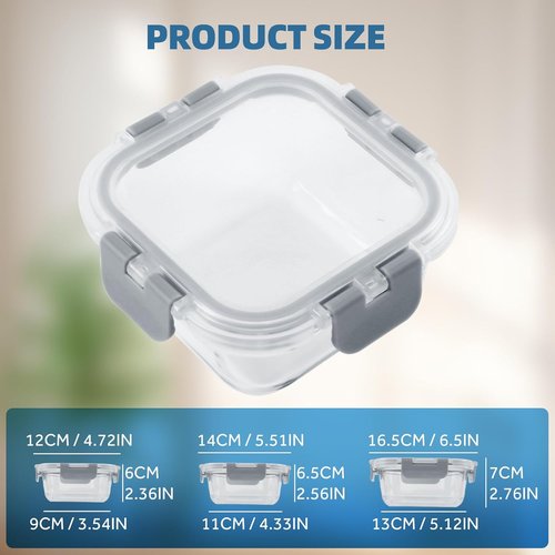 BYLWORKOUT Glass Storage Containers - 24 Piece Leak Proof Set for Meal Prep & Leftovers | Dishwasher Safe (Grey)