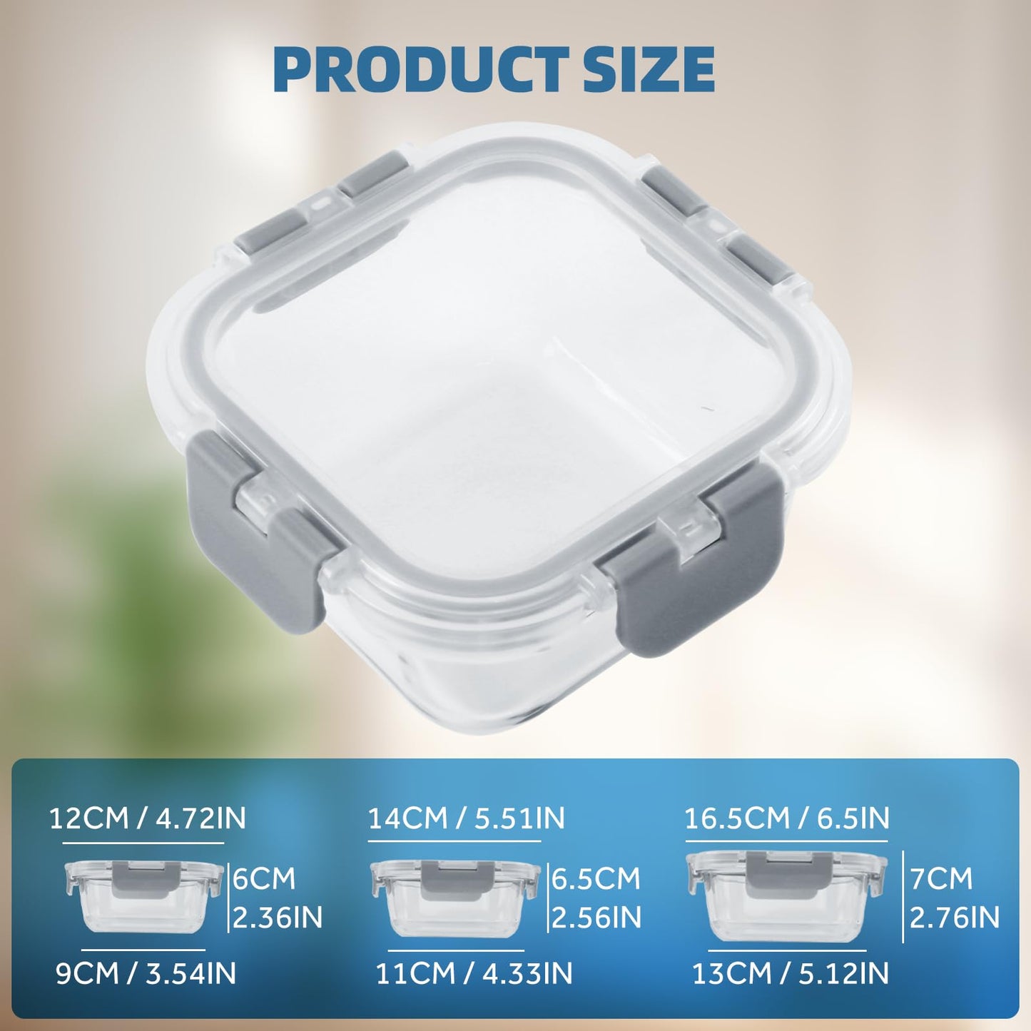 BYLWORKOUT 24 Piece Glass Storage Containers with Lids - Leak Proof, Dishwasher Safe Glass Food Storage Containers for Meal Prep or Leftovers (Blue)