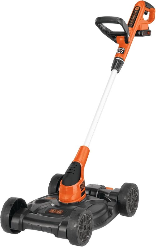 BLACK+DECKER 3-in-1 Cordless Lawn Mower Combo - Includes (2) Batteries & Charger, Adjustable Length & Height, 12-Inch Trimmer