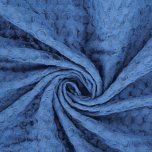 Oversized King Cotton Blanket 120x120 Sky Blue All Season Waffle Bed Cover