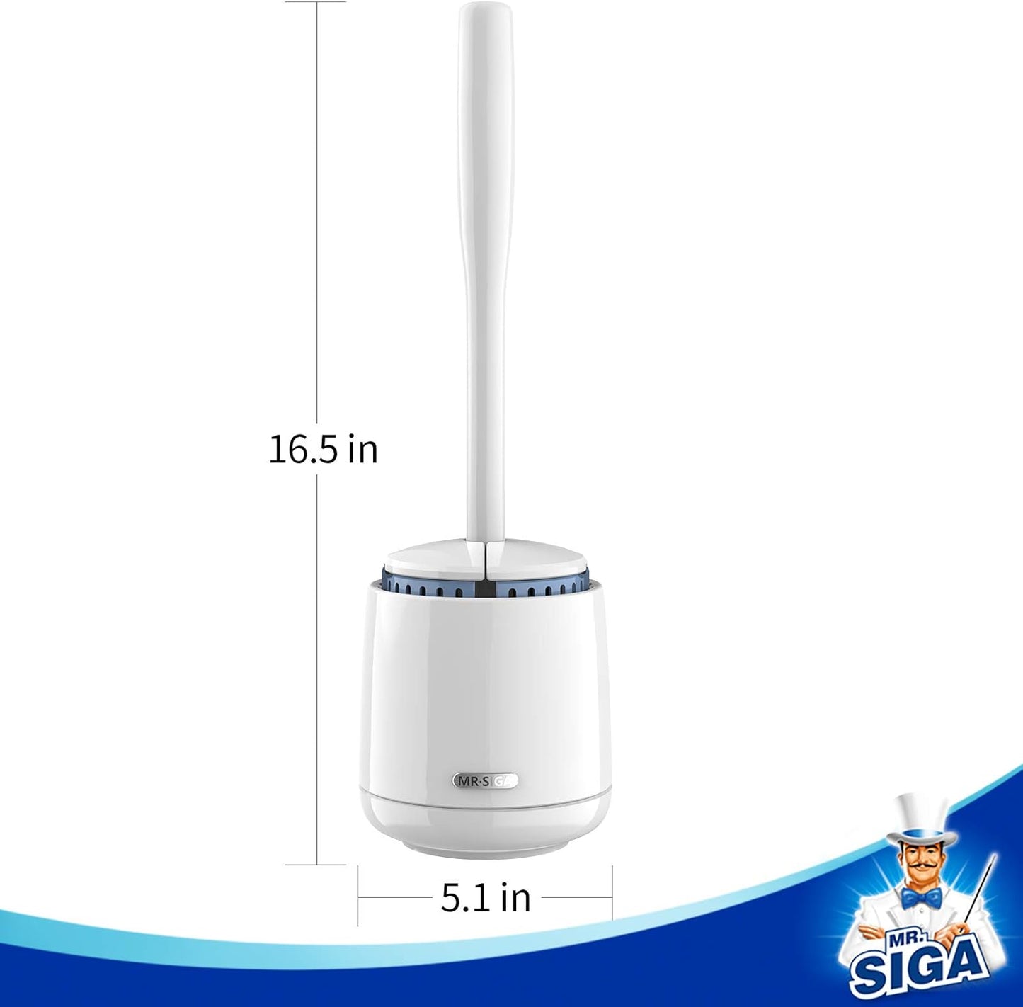 MR.SIGA Toilet Bowl Brush - Premium Quality Bathroom Cleaner with Solid Handle & Durable Bristles | White, 1 Pack