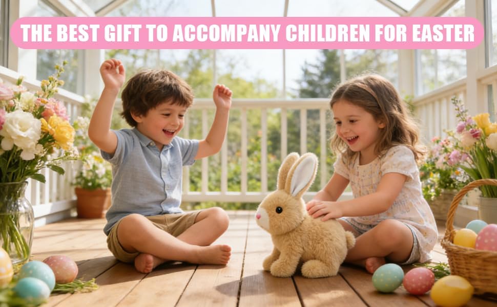 Skiennix Realistic Bunny Toy - Wiggling Ears & Twitching Nose | Perfect Easter Gift for Kids