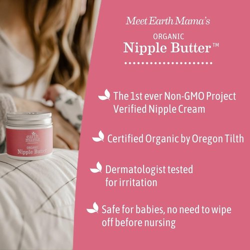 Earth Mama Organic Nipple Butter™ - Safe Nipple Cream for Breastfeeding | Non-Lanolin Formula, 2 oz