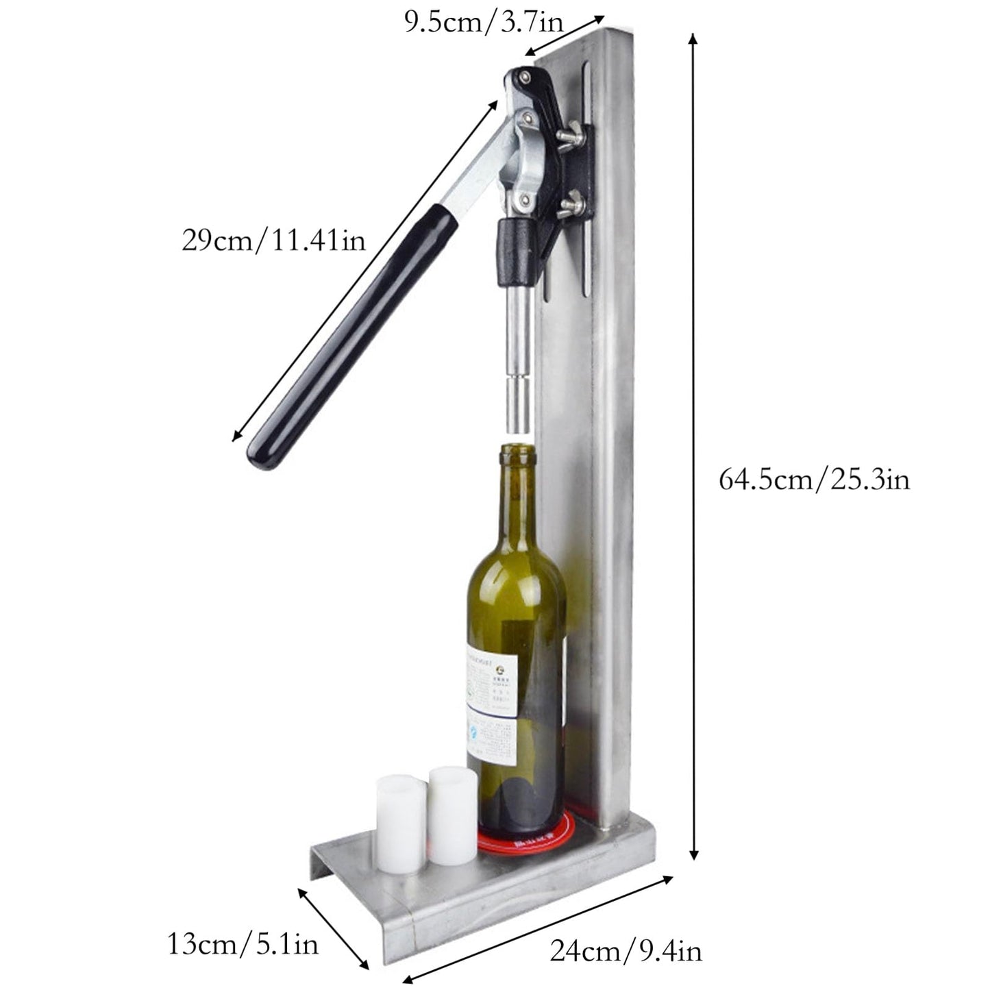 Wine Corker, Hand Wine Bottle Re-corker, Bottle Capper for Bottling, Manual Wine Corking Kit with 2 POM Inserting Stopper, Bottle Cap Pressing Machine Corking Tool