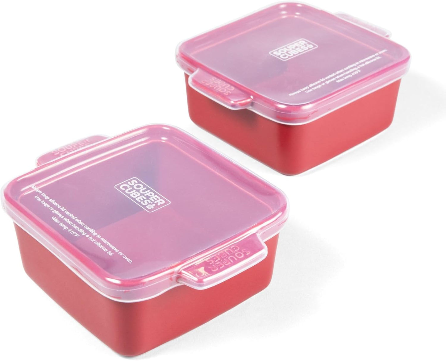 Souper Cubes | 5 x 5 Stoneware Baking Dishes with Silicone Covers - Set of 2