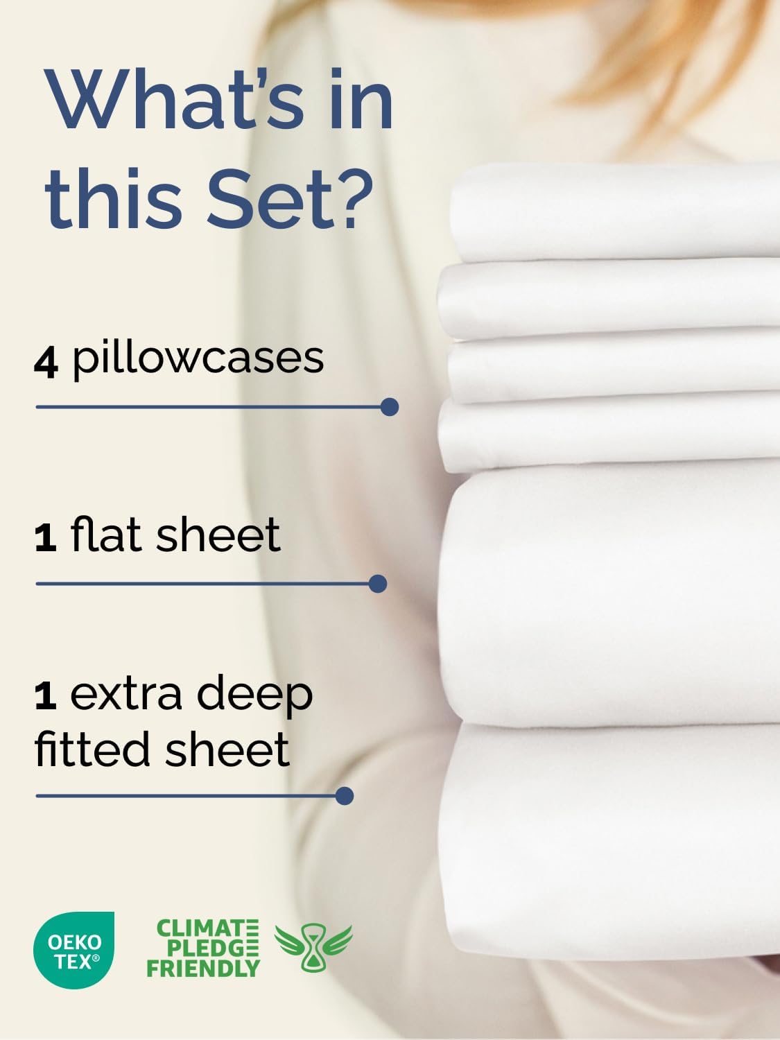 Skiennix Extra Deep Queen Sheet Set - 6 Piece Breathable Cooling Bedding - Soft Wrinkle-Free Antique White
