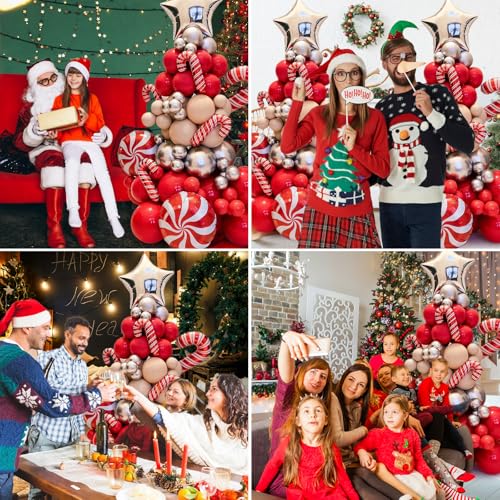 Wecepar Christmas Balloon Arch Kit with Candy Cane & Star Balloons – 115ft Garland Set