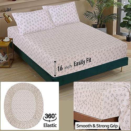 RUVANTI Queen Cotton Percale Sheet Set - Cool, Breathable Bedding, Twin & Queen Sizes