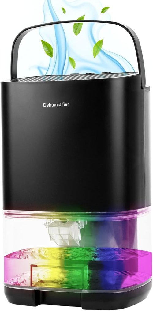 ELROTONEG Dehumidifier - Compact 35 OZ Water Tank for 300 sq. ft | Auto-Off, Sleep Mode & LED Lighting (Black)