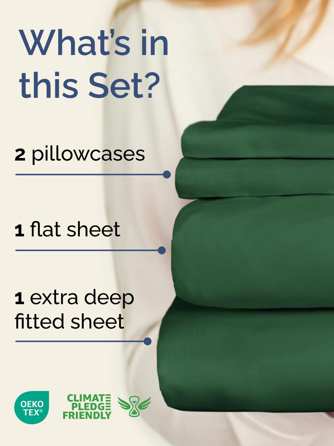 Skiennix Extra Deep Twin Sheet Set - 4-Piece Breathable Cooling Sheets - Luxury Hotel Bedding in Emerald Green