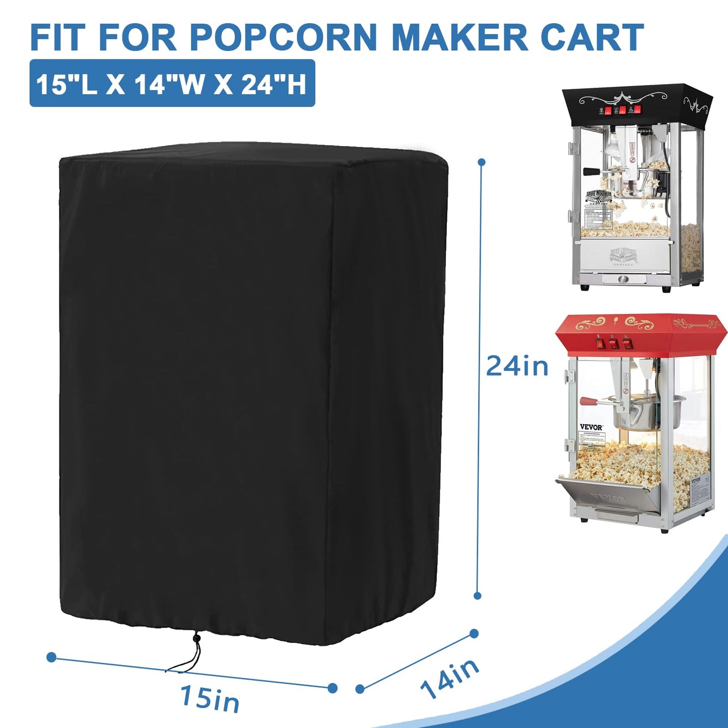 Rilime Popcorn Machine Cover compatible with Great Northern compatible with VEVOR,Waterproof 420D Popcorn Cart Covers,Dustproof Commercial Popcorn-Machine Cart Cover with Top Handle 15"L x 14"W x 24"H