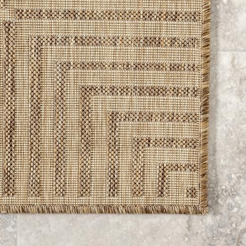 nuLOOM Asha 3'6" x 5' Light Brown Bordered Indoor/Outdoor Rug