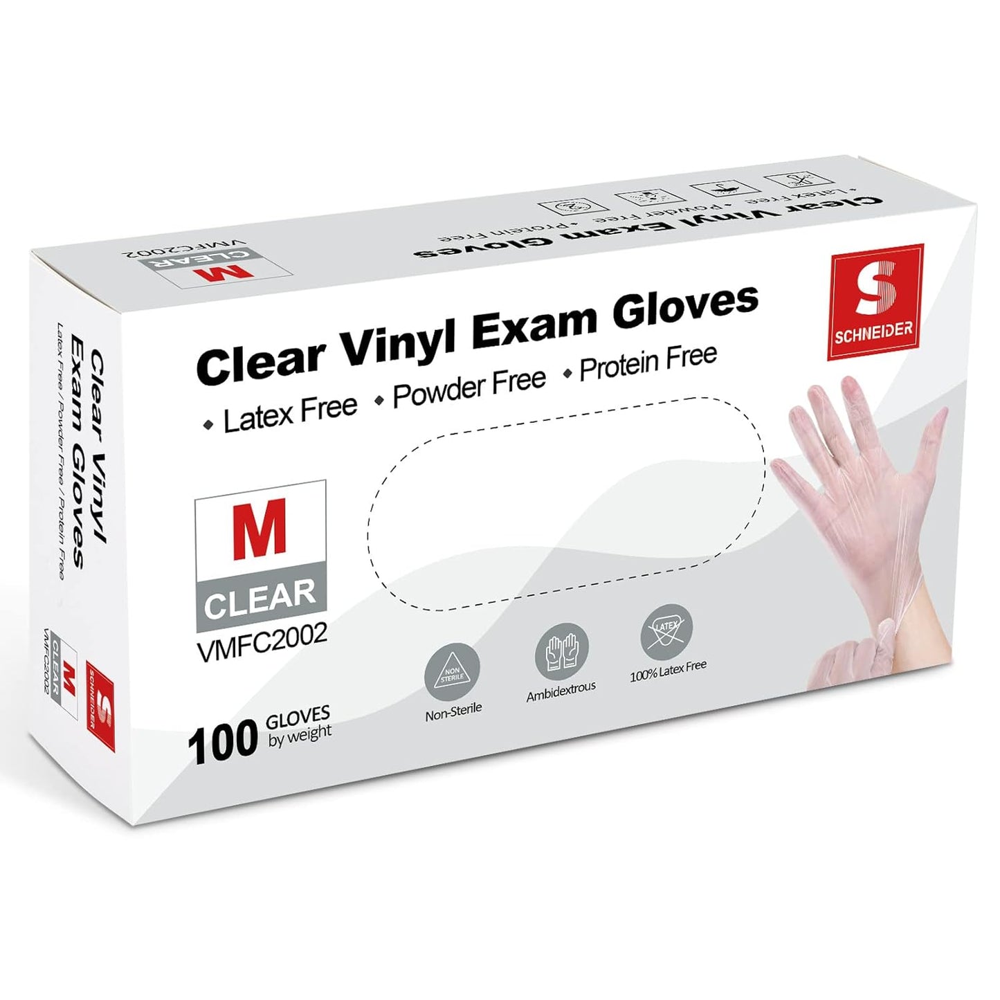 Vinyl Exam Gloves - 4 Mil Thickness | Medium Size, Black & Clear - 100 Count Each