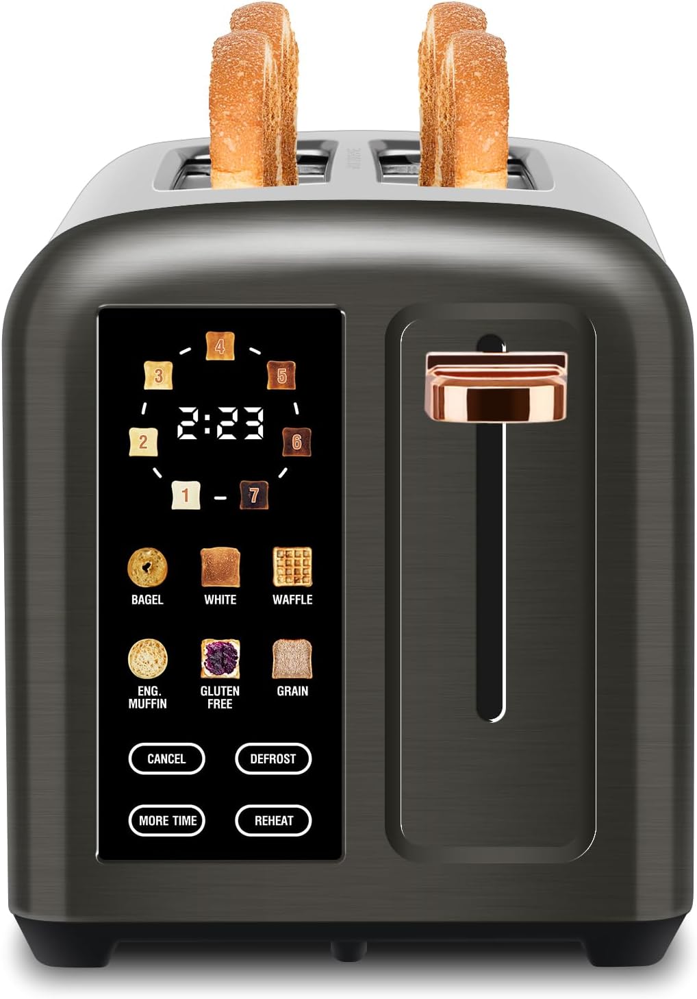 SEEDEEM 2-Slice Toaster - Touch Screen Control, 7 Shade Settings, 1.5” Wide Slots, Removable Crumb Tray