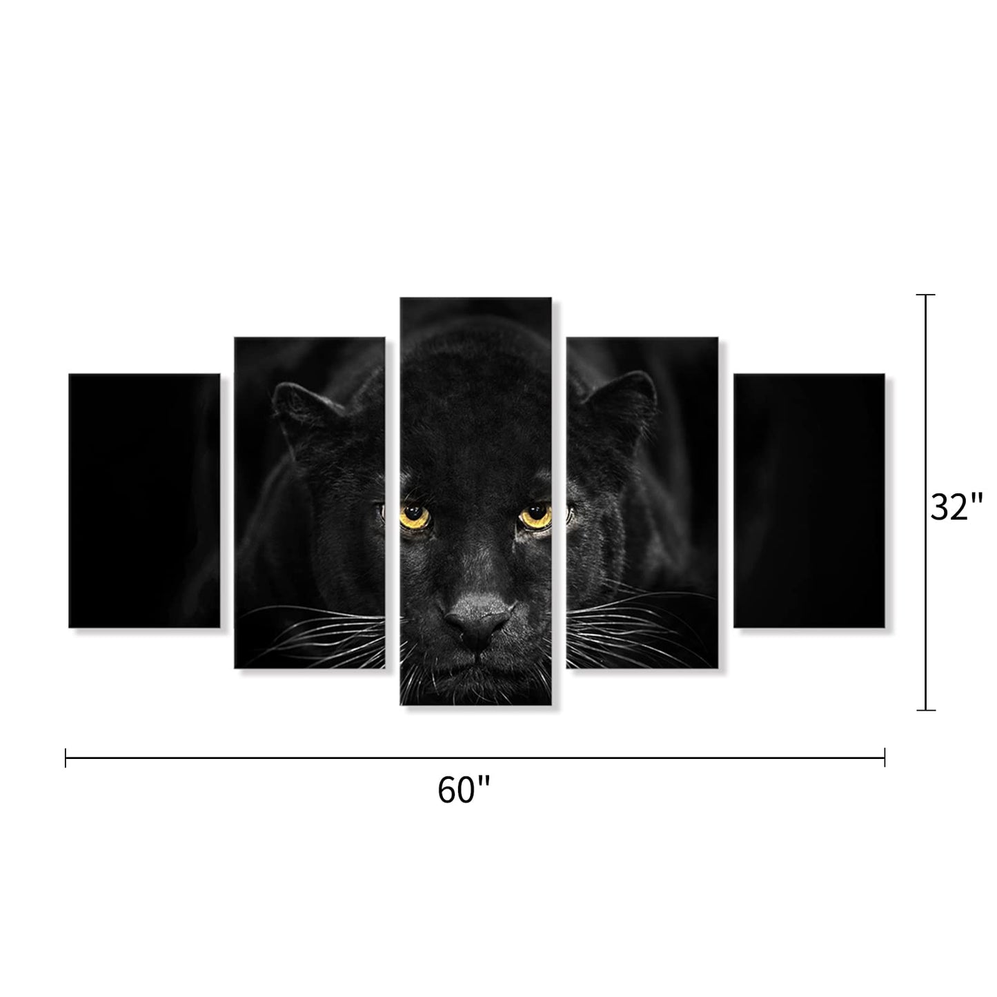 SEVEN WALL ARTS Black Panther Canvas Wall Art Wildlife Animals Pictures 5 Pieces Black and White Leopard Poster Print Framed Artwork for Living Room Bedroom Office Wall Decor