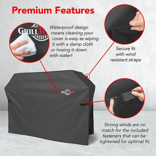 GrillTough Heavy Duty BBQ Grill Cover - Waterproof & Weather Resistant, 30 Inch | Fits Weber & Charbroil