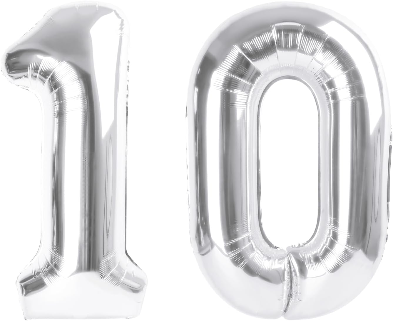 Number Balloon | 40-Inch Silver Foil Balloon for 10th Birthday & Special Celebrations