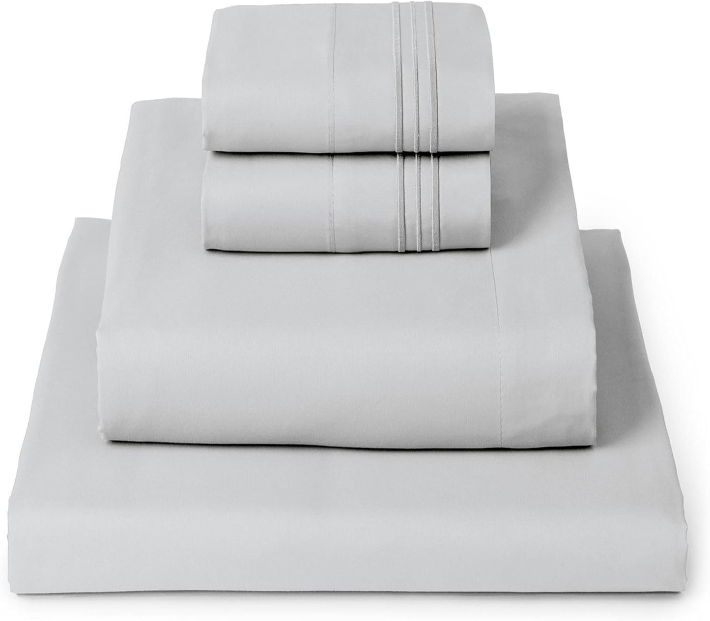 Mellanni Queen Sheets Set - 4 PC Hotel Luxury Bedding | Extra Soft, Cooling, Wrinkle-Resistant (Light Gray)