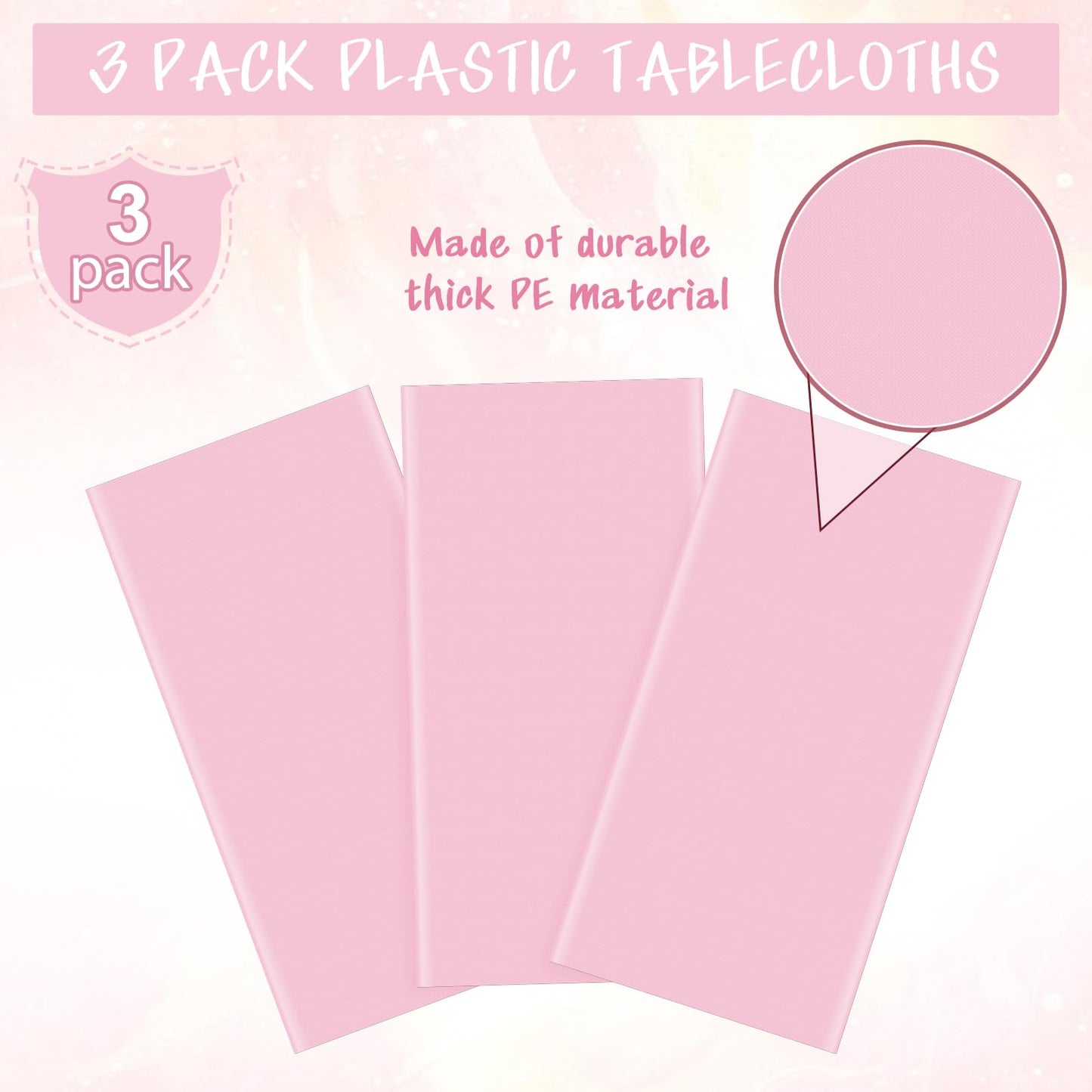 YIDAKO 12Pcs Light Pink Tablecloth,Disposable Plastic Tablecloths,Waterproof Pink Rectangle Table Cover for Graduation Birthdays Weddings Anniversary Party Decorations,54 x 108 Inch