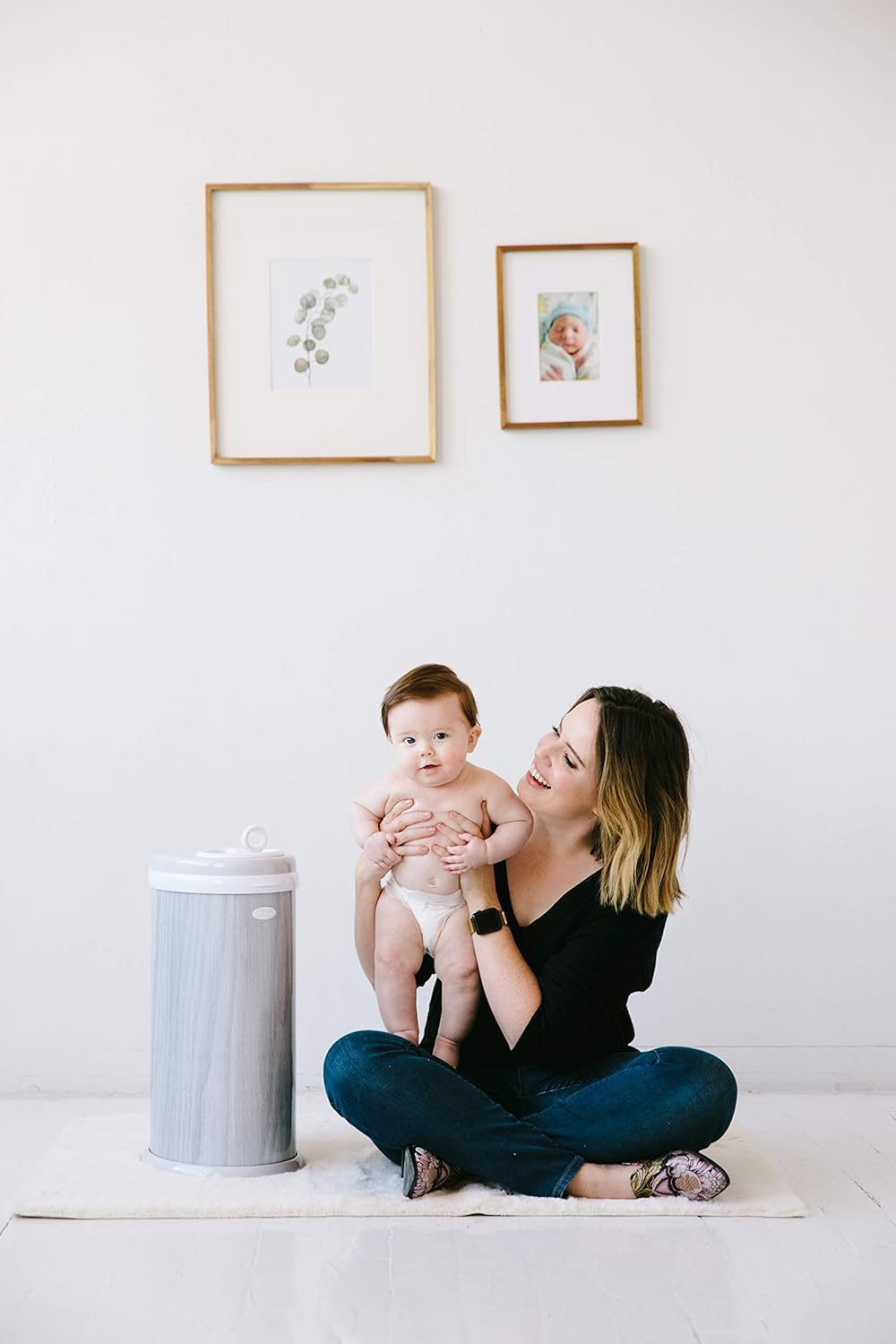 Ubbi Steel Diaper Pail - Odor Locking Design, No Special Bags Needed | Award-Winning Woodgrain Finish
