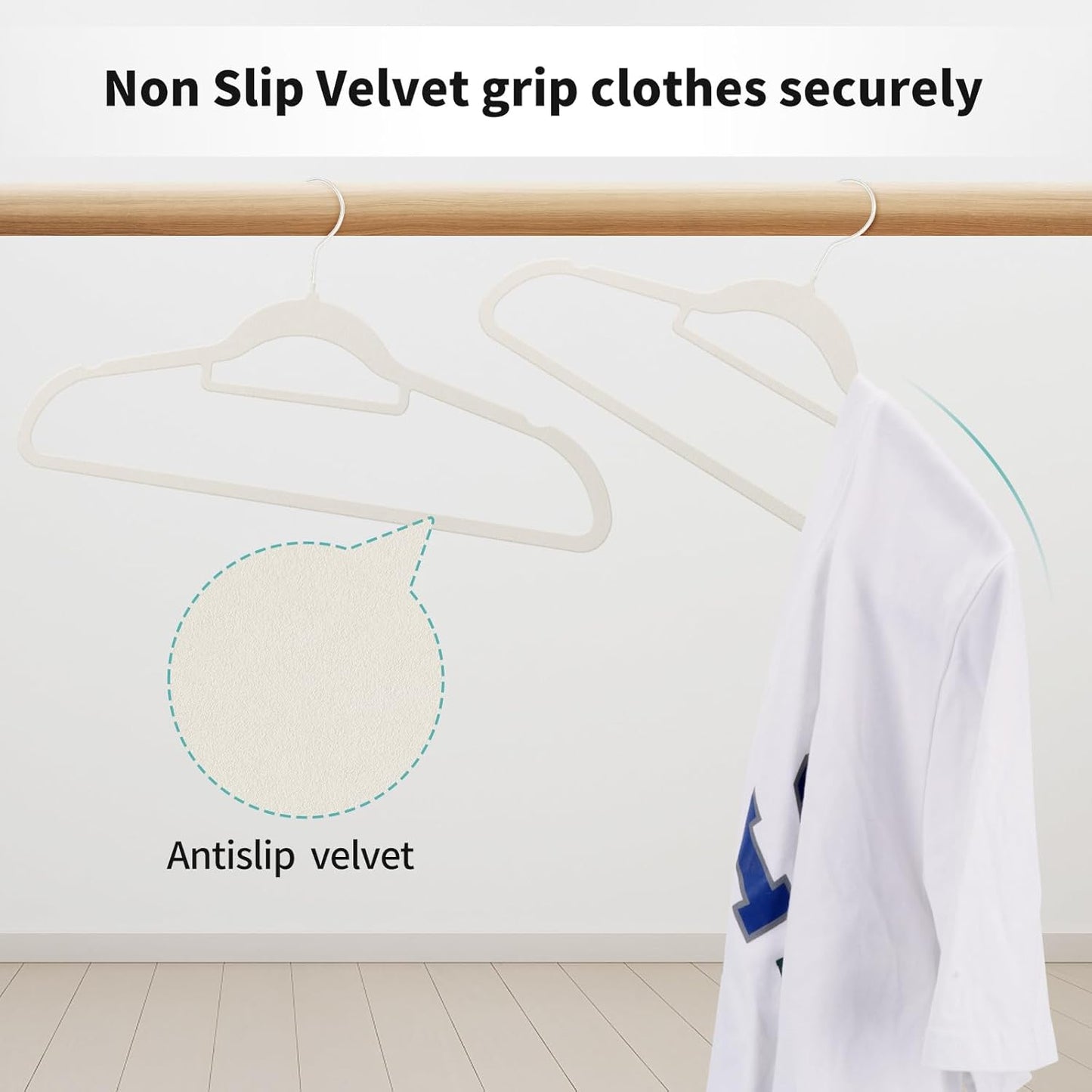 Skiennix Velvet Hangers - 30 Pack Ultra Slim Non-Slip Felt Coat Suit Hangers | Space-Saving 360° Swivel Hook