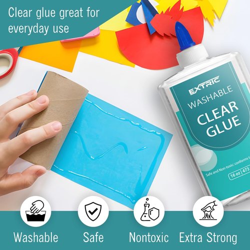 Clear Glue, Washable Liquid Glue 9 Ounces, 2 Count – Slime Glues, Art Crafts, for Home and School Glues, Dries Clear, Non-Toxic
