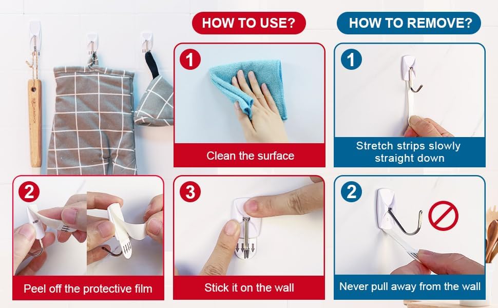 Sinfuo Heavy-Duty Wall Hooks - 32 Small Wire Hooks with 36 Damage-Free Adhesive Strips for Keys & Coats
