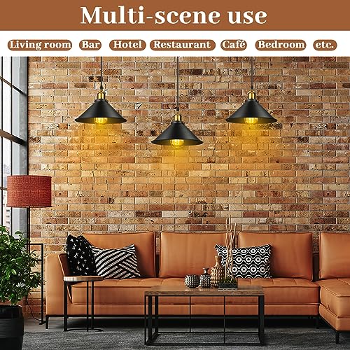 Retisee Black Industrial Pendant Light 12 Pack Vintage Metal E26 Fixtures