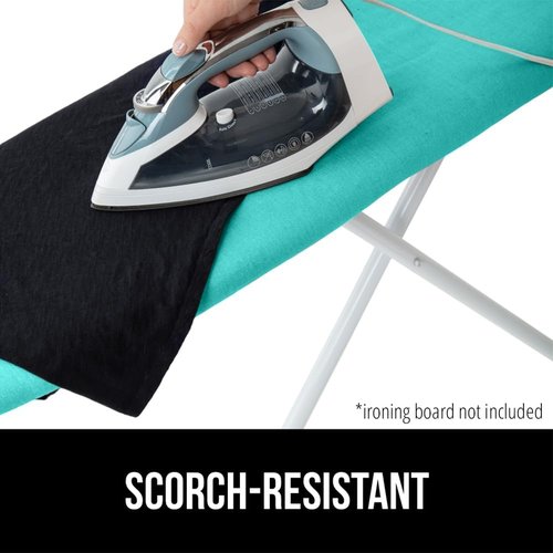GORILLA GRIP The Original Ironing Board Cover and Pad, Silicone Coating, 400°F Scorch Resistant Thick Padding, Heavy Duty Iron Covers Standard Boards, Hook and Loop Fastener Strap, Quatrefoil 15x54