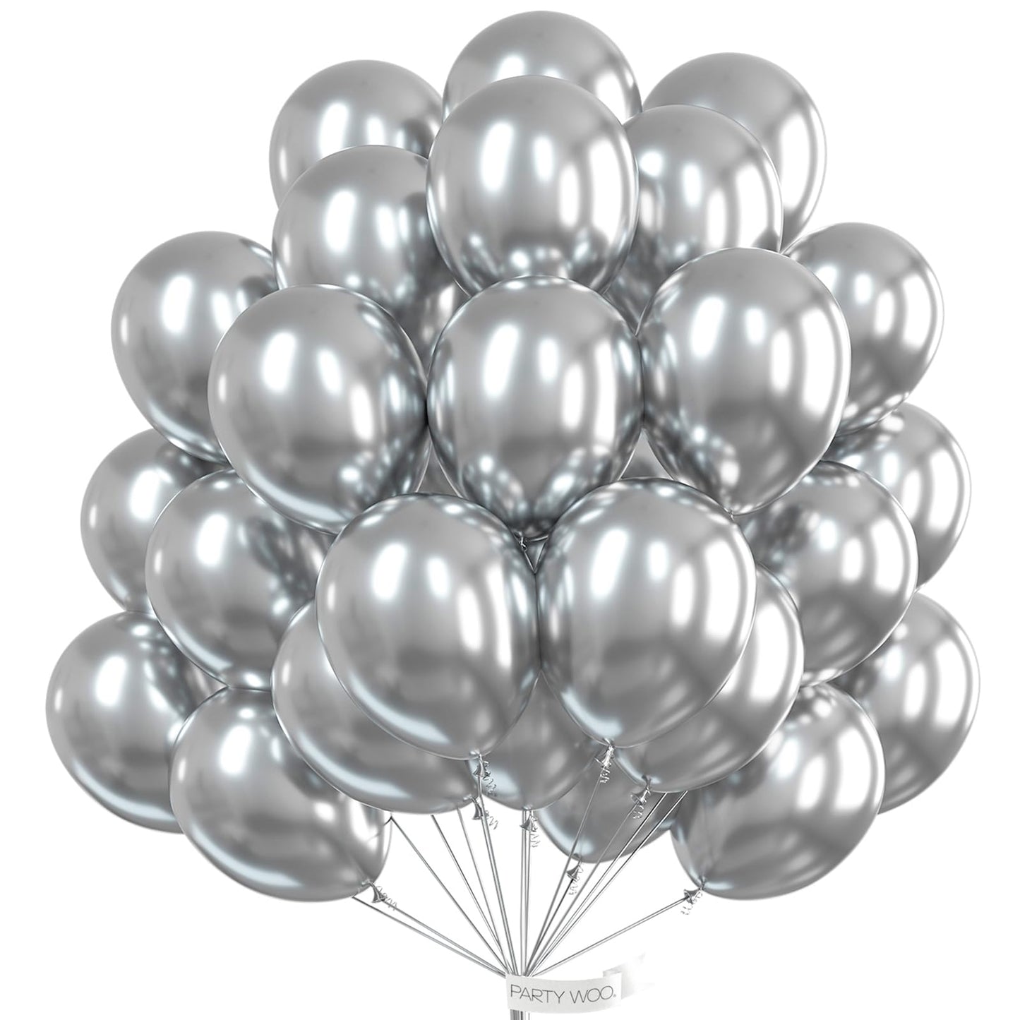 PartyWoo Silver Balloons 101pcs 12 Inch Silver Latex Helium Balloons for Birthday Wedding Anniversary Graduation Bachelorette Engagement Bridal Shower Retirement Party Decorations Silver-G102