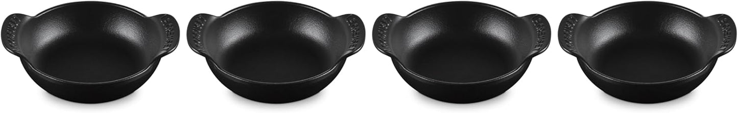 Le Creuset Enameled Cast Iron Mini Round Braiser Set - 4 Pieces, 0.3 Qt, Matte Black Finish