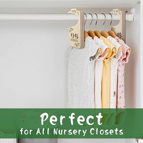 Baby Closet Dividers | 8 PCS Adorable Wooden Double-Sided Size Hangers for Newborn to Toddler