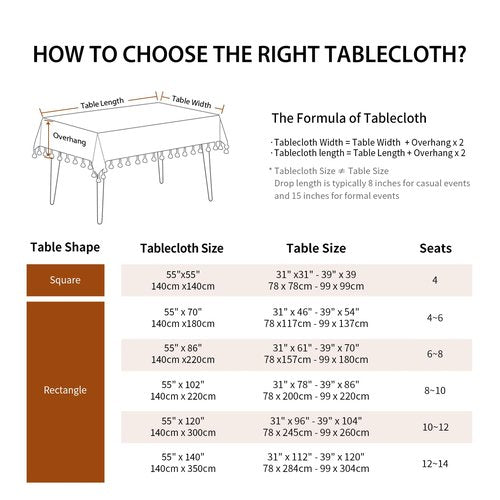 Deep Dream Tablecloths, 55 x 86 Inch Waterproof Table Cloth, Linens Wrinkle Free Anti-Fading, Rustic Table Cover Decoration for Kitchen Dinning Christmas (Rectangle/Oblong,6-8 Seats, Light Coffee)