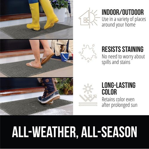 GORILLA GRIP® Ultra Absorbent Front Door Mat - Traps Dirt & Moisture, 29x17 Grey, Stain & Fade Resistant