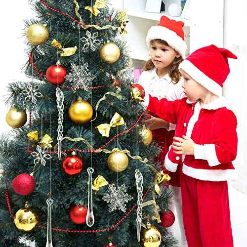 FEPITO 40 PCS Acrylic Christmas Decoration Set - Snowflake, Icicles with Crystal Line Ornaments for Christmas Tree Hanging Decorations
