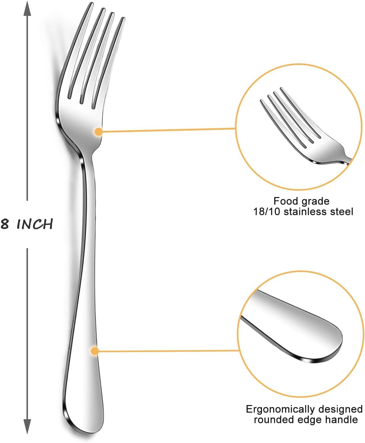 tiokin Dinner Forks Set,8 Inches Set of 6 Food Grade Stainless Steel Silverware Forks,Table Forks,Flatware Forks,Mirror Finish Dishwasher Safe,Use for Home,Kitchen or Restaurant