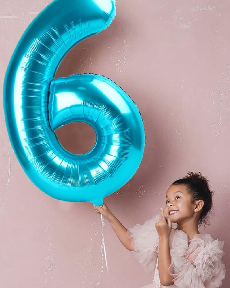 Number 6 Balloon - 40 Inch Light Blue Birthday Decoration for Men & Women | Perfect for 6th Birthday Celebrations