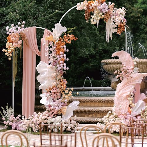Wedding Arch Backdrop Stand Set 7.2FT & 6FT White Metal Frame - Elegant Party Decor