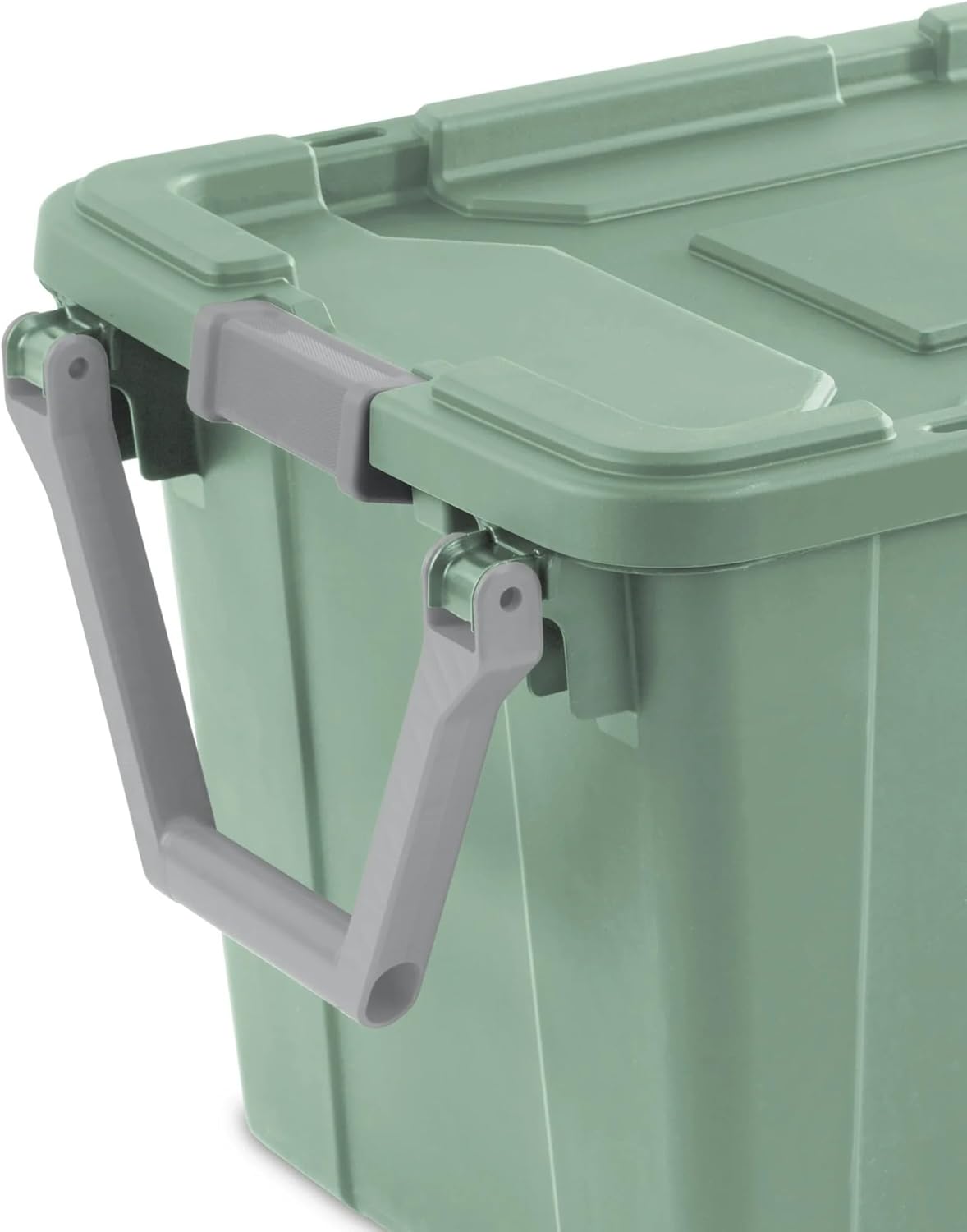 Skiennix 40 Gallon Wheeled Industrial Tote - Rugged Plastic Storage Bin with Latch Lid, Light Green, 2 Count
