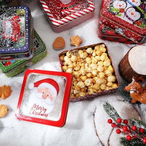 Tioncy 8 Pcs Large Christmas Cookie Tins with Lids – Classic Gift Box Set