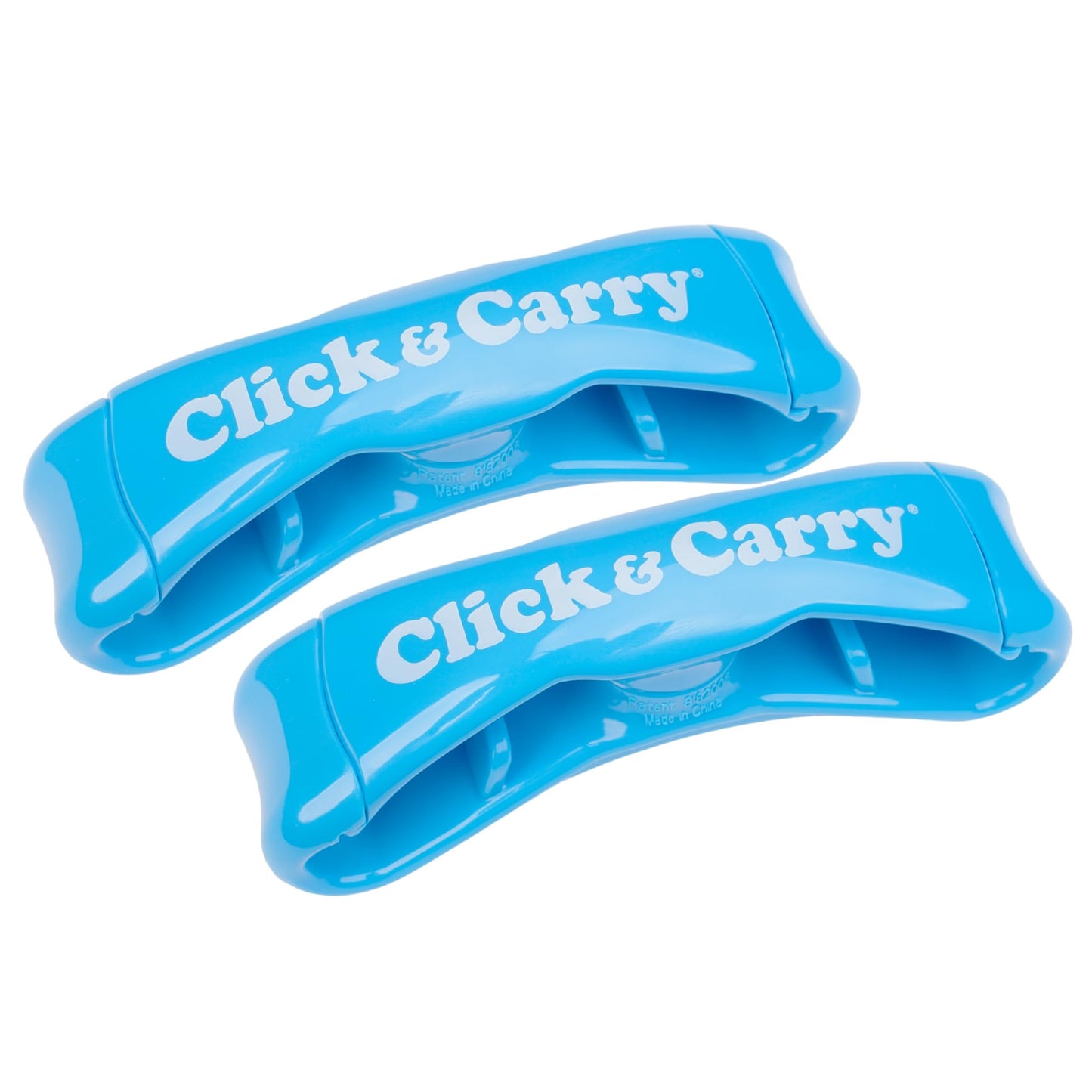 Click & Carry Grocery Bag Carrier Handle - Carry More in Fewer Trips, 100lb Capacity, Hands-Free, Gel-Padded Ergonomic Design, Shopping & Grocery Bag Holder - As Seen On Shark Tank, Blue, 2 Pack