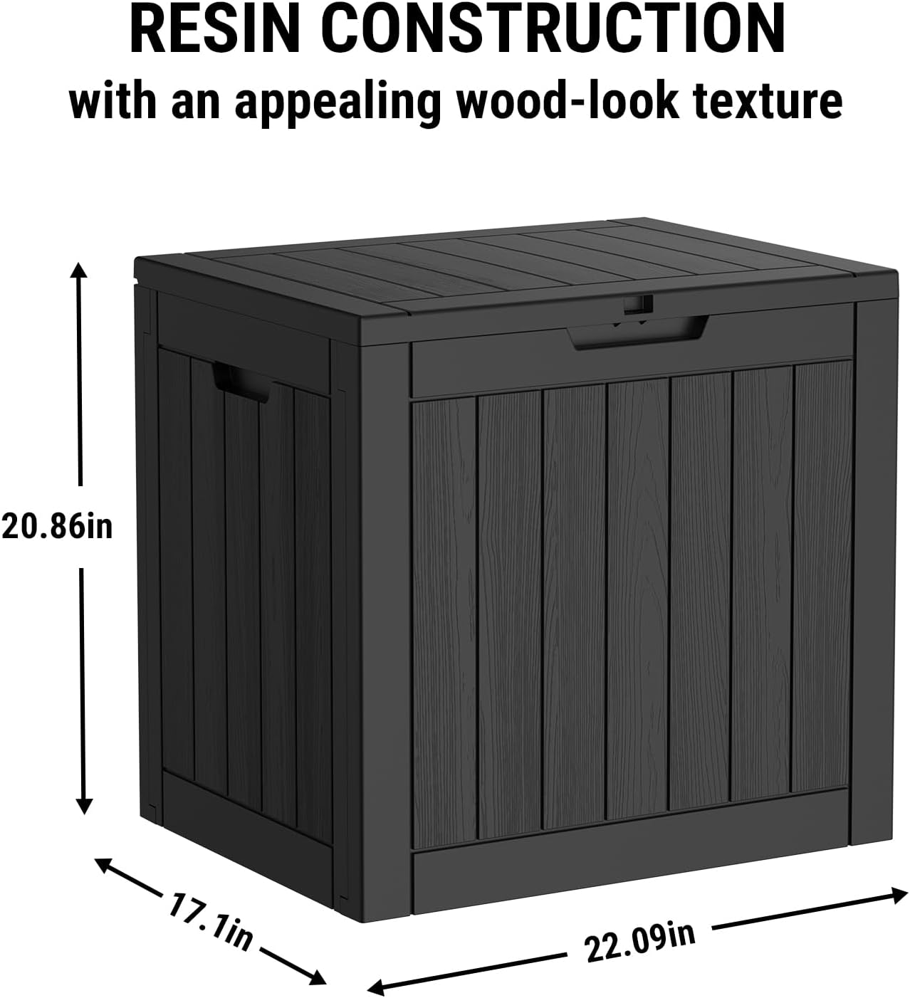Mars Villa 31 Gallon Deck Box - Waterproof Resin Storage Bin with Lockable Lid for Outdoor Use | Black